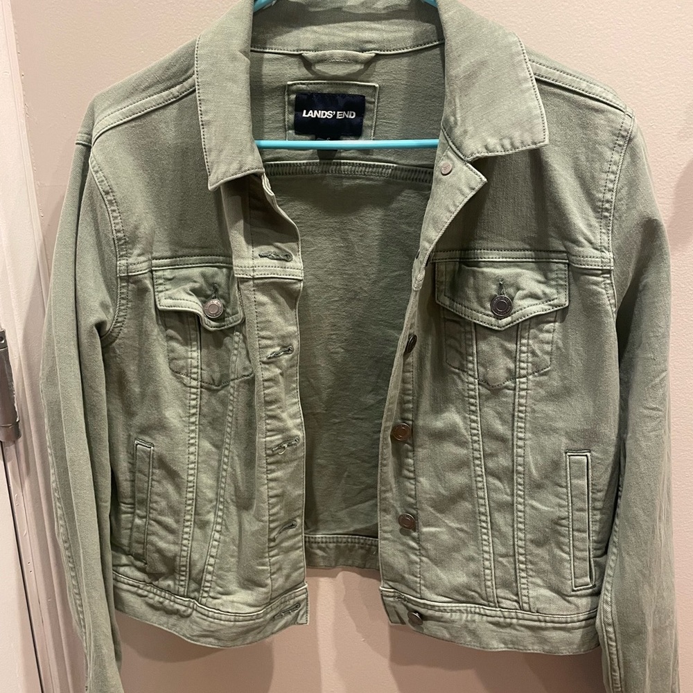 Lands End Green jean jacket